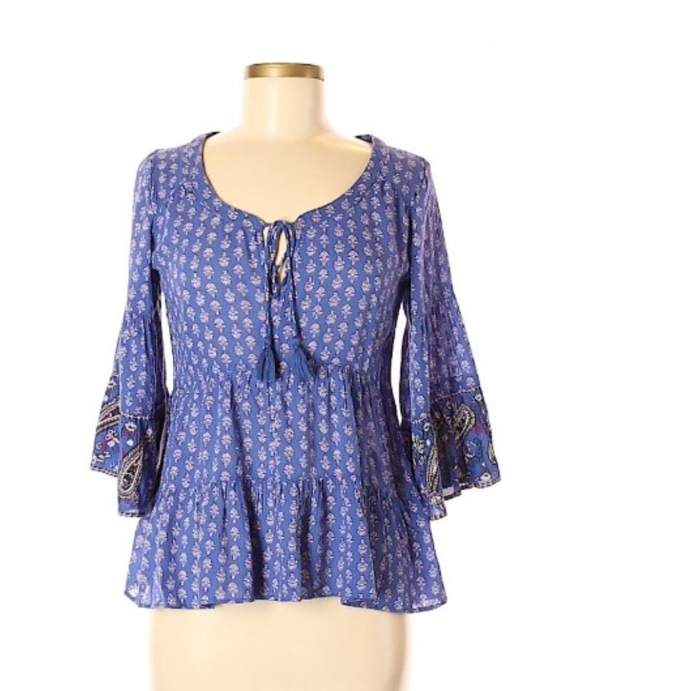 American Eagle Outfitters Blue Paisley Blouse